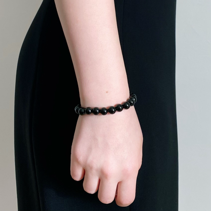 BLACK AGATE Bracelet Metal Line 8mm