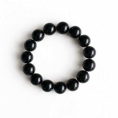 BLACK AGATE Bracelet Metal Line 14mm