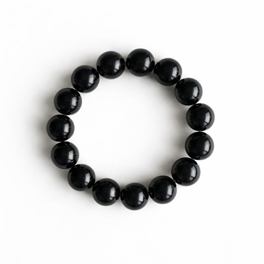 BLACK AGATE Bracelet Metal Line 14mm