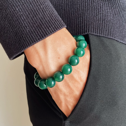 GREEN AGATE Bracelet Wood Origin 12mm