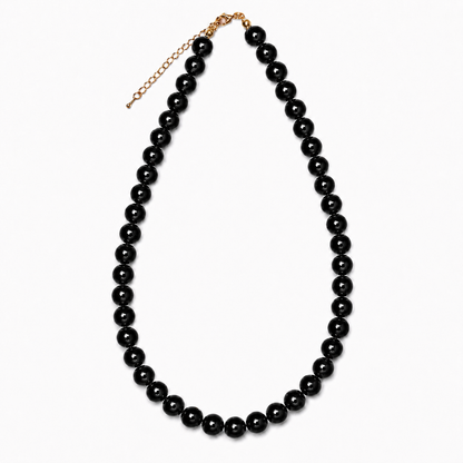 BLACK AGATE Necklace Metal Line